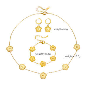 Collar de Acero Inoxidable Chapado en Oro de 18K con Flor de 5 Hojas Joyería Colgante de Trébol Gargantilla para Mujeres y Niñas - Product Image 2