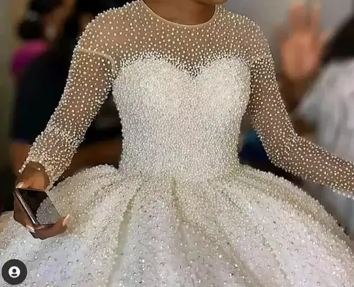 bridal dresses wedding Custom High Quality New Bridal Lace diamond Long Sleeve sparkles weeding dress for women