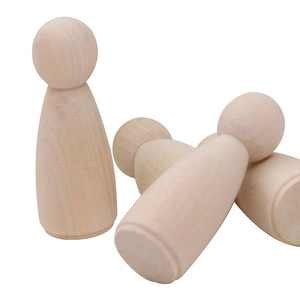 Großhandel Holzprodukte Unbehandelte Holz-Schachfiguren Holzpuppen Frauen Männer Holz-Miniaturfiguren - Product Image 2