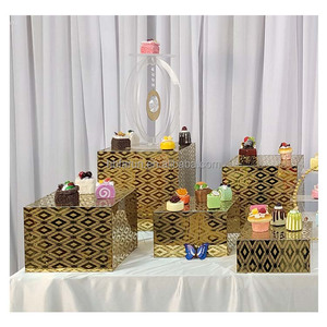 푸룬 공장 스테인리스 스틸 디저트 테이블 뷔페 라이저 세트 파티 케이터링용 뷔페 케이크 스낵 진열대 - Product Image 5