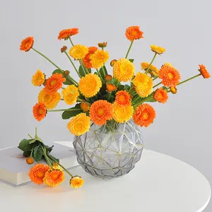 2024 simulation flower small and fresh style 3-head golden cup home decoration fake flowers wedding decoration