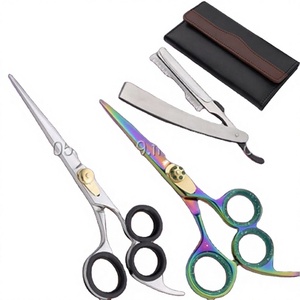 Ciseaux de coiffure professionnels en acier inoxydable, lame tranchante, manche long, poignée en caoutchouc, pour droitiers, usage en salon, 7 pouces, 3 anneaux - Product Image 1