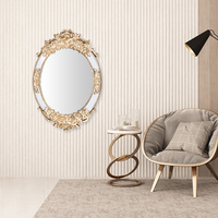 Échantillons gratuits grand décor de haute qualité bricolage carreaux de miroir décoratifs ovales européen antique mural panneau d'art miroir pour la maison