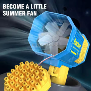 Luckytoys sıcak 40 delik yükseltme elektrikli roket kabarcık tabancası Mini tarzı uzay kabarcık üfleme makine oyuncak ışık ile - Product Image 5