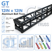 Glory Truss Segments de treillis en aluminium noir Thomas Tomcat Box Truss 12 pouces 300 mm 305 mm pour éclairage de scène, treillis à boulons