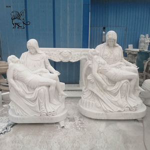 BLVE escultura de Pieta religiosa al aire libre tallada a mano estatua de mármol de tamaño real luto Cristo Jesús María decoración de Iglesia Natural - Product Image 4