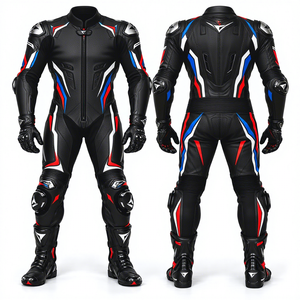 Combinaison de moto en cuir une pièce pour homme avec logo personnalisé, combinaison de course en cuir pour motard, combinaison de protection pour pilote de moto sur circuit - Product Image 4