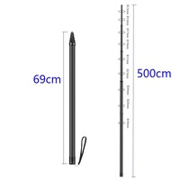 3m RVS Carbon Fiber Telescopische Verlengstok Onzichtbare Waterdichte Selfie Stick voor Insta360 X5/X4 Panoramische Actie