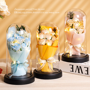 Boîte cadeau Saint-Valentin <span class=keywords><strong>La</strong></span> <span class=keywords><strong>Belle</strong></span> <span class=keywords><strong>et</strong></span> <span class=keywords><strong>la</strong></span> Bête, fleur éternelle LED, roses éternelles en savon, roses conservées sous cloche en verre - Product Image 3