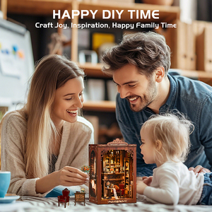 Miniatura de la Biblioteca Crepuscular, Rompecabezas 3D de Madera con Reloj de Pie y Decoración Floral - Product Image 3