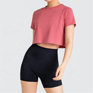 Camisetas cortas de manga corta para mujer, de calidad superior, estilo hip hop, para fiestas, lisas, sin estampado. - Product Image 2