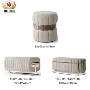 HJ HOME Tabouret de chevet moderne en acier inoxydable pour chambre à coucher de luxe légère <span class=keywords><strong>Chaise</strong></span> <span class=keywords><strong>longue</strong></span> et lit ottoman King Size - Product Image 2