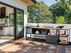 Conjunto de Cocina Modular para Exteriores AJUNION, Conjunto de Muebles de Cocina de Acero Inoxidable con Fregadero y Carrito - Product Image 2