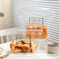 Grands sacs en plastique transparents pour pain avec poignée, scellant l'emballage de pain à fermeture éclair avec amour pour biscuits au pain faits maison