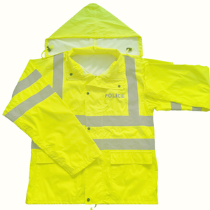 High Visibility Safety Waterproof Reflective <strong>Yellow</strong> <strong>Raincoat</strong> - Product Image 1