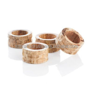 Juego de servilleteros de madera de mango hechos a mano, servilletas de tela desechables de satén para bodas, fiestas, hogar, restaurante, uso para hoteles - Product Image 1