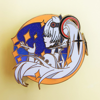 Fabricants chinois de pin's en émail dur personnalisés de haute qualité, en zinc plaqué argent, avec paillettes, sur le thème de l'anime