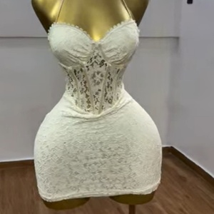 Viviblook Z707DS06ใหม่ชุดเดรสสั้นผูกเชือกเหล็กทรงก้างปลาเว้าลึกชุดเดรสปาร์ตี้ลำลองสำหรับผู้หญิง - Product Image 3