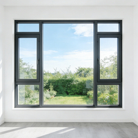 Ventana Abatible de Doble Vidrio con Marco de Aluminio para Zonas Costeras, Resistente al Viento y a Tifones, Perfil Reforzado