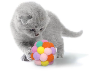 Balle de jeu pour chaton interactive avec pompon coloré et sonnette - Product Image 3