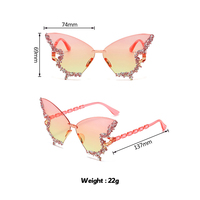 Lunettes de soleil papillon de luxe pour femmes, avec strass et monture sans bords en diamant
