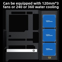 Boîtier d'ordinateur de bureau pour jeux PC en aluminium Fu Jun, format tour complète ATX, cadre ouvert, avec 3 ventilateurs