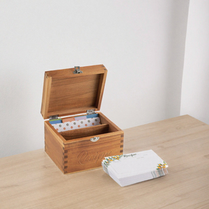 Organisateur de recettes et porte-cartes multifonctionnel rectangulaire en bois d'acacia sculpté avec logo personnalisé, style Japandi, pour la préservation de la fraîcheur - Product Image 3