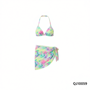 Set bikini HDJ per ragazze, costume da bagno con stampa floreale e gonna avvolgente, taglia 2/4 4/6 8/10 12/14 per abbigliamento da spiaggia - Product Image 2