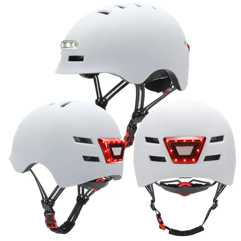 M365/ES1/2/4/MAXG30スクーター/オートバイ/バイク用の新しいLEDスマートヘルメット照明警告灯ヘルメット