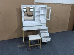Factory Direct <b>Makeup</b> <b>Vanity</b> Desk with <b>Mirror</b> and 10 Lights Bulbs, Table Set Drawers Charging Station - Product Image 3