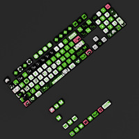 Ensemble de 140 touches PBT Dye-Sub noires et vertes Devil, profil OEM, style Anime pour la personnalisation de claviers mécaniques