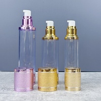Flacon pompe airless écologique réutilisable 15ml 30ml 50ml pour lotion, émulsion, crème contour des yeux, sérum de soin, cosmétique – Blanc/Or/Argent