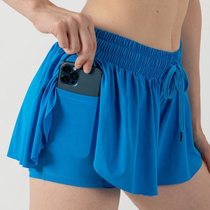 Shorts Deportivos <span class=keywords><strong>2</strong></span> en 1 para Mujer, Cintura Alta, para Gimnasio, Running, Fitness, Yoga, Tenis, Ejercicio, Shorts Fluidos Tipo Ciclista para Deportes - Product Image 1