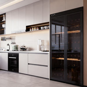 Armoire en bois de qualité supérieure, panneau de densité, peinte, cuisine, armoire plate standard, bons produits, poignée cachée, service OEM ODM - Product Image 5