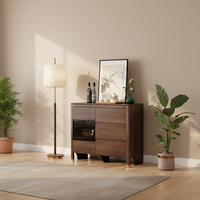 Buffet contemporain en bois massif chinois avec pieds en métal doré, design moderne de luxe pour chambre, cuisine, salle à manger