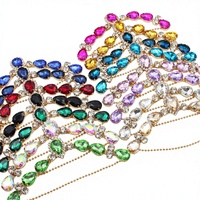 Accessoires de chaussures pour femmes : Chaînes décoratives en métal et cristal en forme de V, strass et verre pour sandales et tongs, 12-15 cm