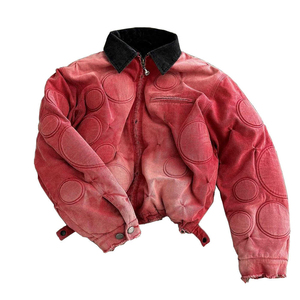 Custom <strong>Men's</strong> Circle Quilted <strong>Padded</strong> Heavy Canvas Jacket High Quality Distressed Gradient Vintage Wash Point Collar Winter <strong>Coat</strong> - Product Image 1