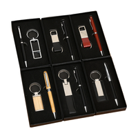 Nuevo estilo, varios diseños, juego de regalo, caja de cuero, bolígrafo de Metal, llavero, regalo, oficina, cuero, bolígrafo de Metal y llavero en caja
