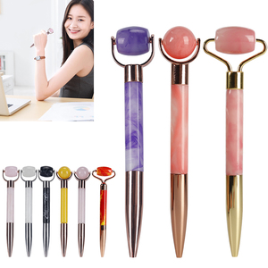 Wholesale Resin & <b>Jade</b> Metallic Retro Style Collection Gift ballpoint pen luxury Facial Massage Tool beauty Massage <b>roller</b> - Product Image 2