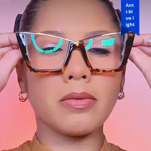 نظارات عيون القط الزرقاء العصرية الجديدة ذات الإطار الكبير بحجب الضوء شعار مخصص للبيع بالجملة لاستخدام الموضة الرقمية بشكل وجه ماسي - Product Image 3