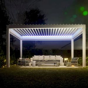 Pergola motorisée rétractable Prima à lames orientables pour usage résidentiel et en parc – Protection solaire <span class=keywords><strong>extérieure</strong></span> - Product Image 5
