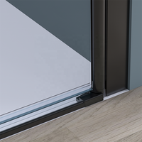 Porte pliante de cabine de douche d'angle de salle de bain en profilé d'aluminium noir mat avec verre transparent de 8mm
