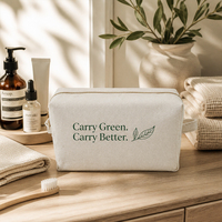 Trousse de Maquillage en Toile Écologique avec Fermeture Éclair, Grande Taille, Portable, Conception Personnalisable, en Toile Recyclée, Idéale pour Offrir
