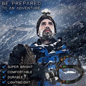 Lampe frontale LED rechargeable à faisceau réglable, chargement USB, indice IP65, 3000 mAh, pour le camping, la randonnée, l'utilisation en extérieur, en alliage d'aluminium noir - Product Image 6