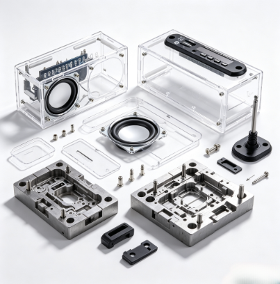 OEM Custom Mold DIY Kit 2.0 Channel Bluetooth Speaker with Transparent Case Complete Tools