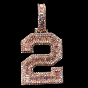 Hoa hồng vàng Baguette thư Mặt dây chuyền Hip Hop đồ trang sức Iced ra mặt dây chuyền sterling bạc 925 moissanite quyến rũ Mặt dây chuyền số - Product Image 1