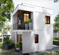 Maison modulaire en conteneur à faible coût de 40 m², 2 chambres, murs blancs purs, 2 étages, aux Philippines