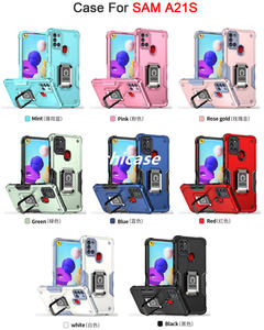 Lichicase dur armure métal porte-anneau étui de téléphone pour Samsung Galaxy A21s Portable béquille couverture Mobile - Product Image 6