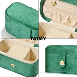 Custom Logo Vintage Velvet Jewelry Box Portable Travel Jewelry Storage Box with Removable Ring Insert Jewelry Organizer Gift Box - Product Image 2