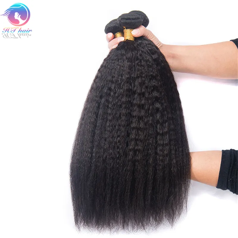 Fasci di capelli vergini non trattati grezzi naturali al 100% capelli umani malesi fasci dritti crespi da 30 pollici per donne nere